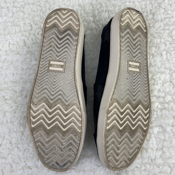 TOMS Alpargata Black Glitter Star Slip On Shoes - Picture 8 of 10